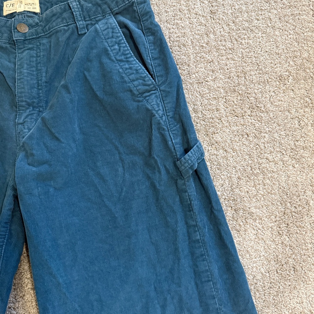 Current Elliott Painter Teal Blue Corduroy Carpenter Wide Leg Pants 30 Utility - Picture 3 of 12